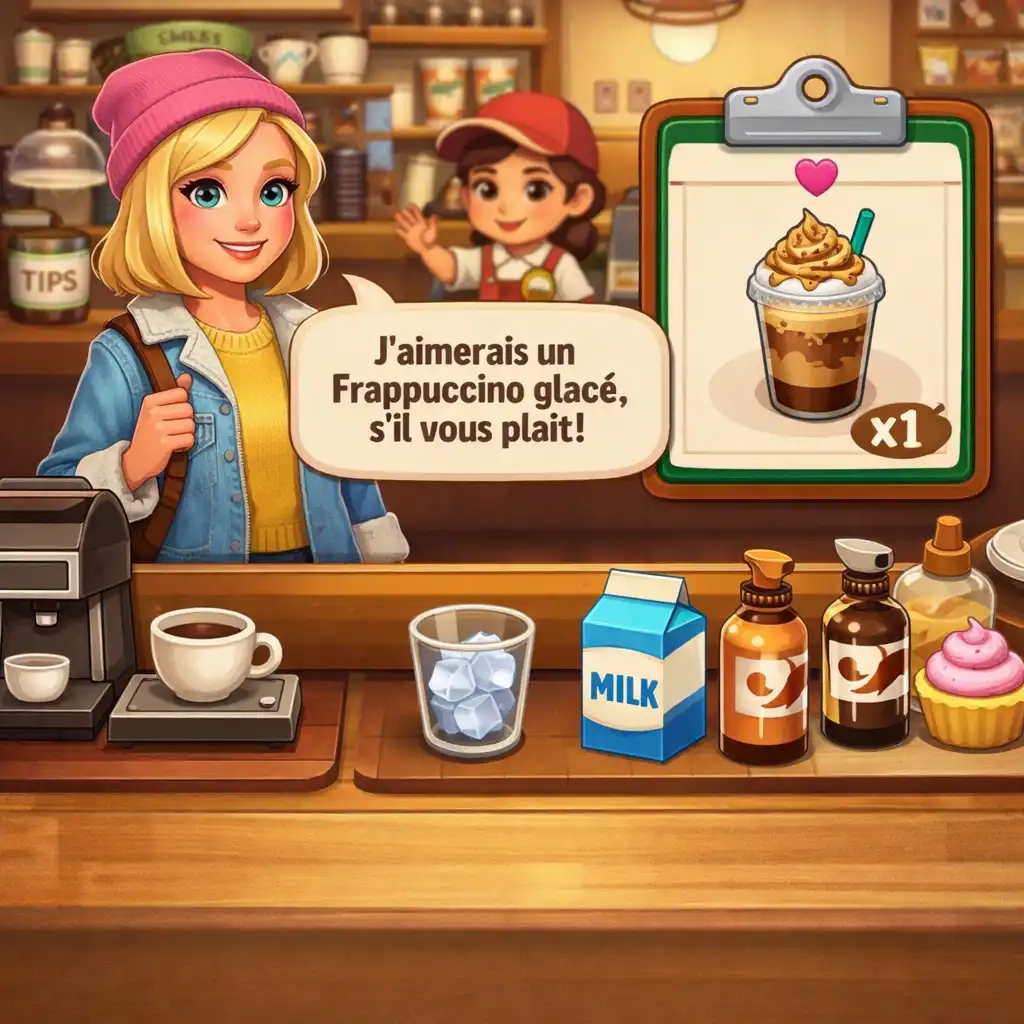 Client visible dans l’univers de café de Merge Cafe près d’une demande de service